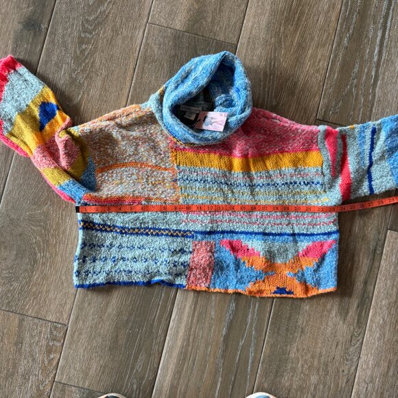 NWT Sincerely Jules boho multicolor cropped oversized sweater size XS - Picture 4 of 13
